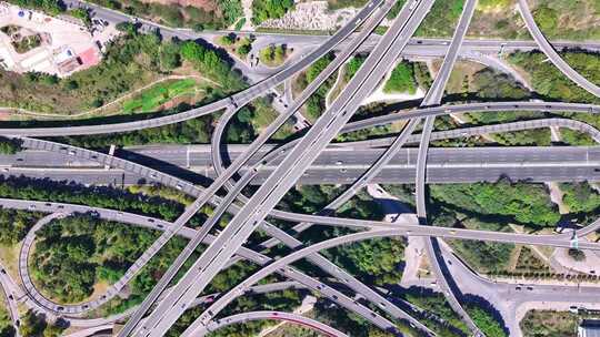 重庆盘龙立交桥车流大气航拍