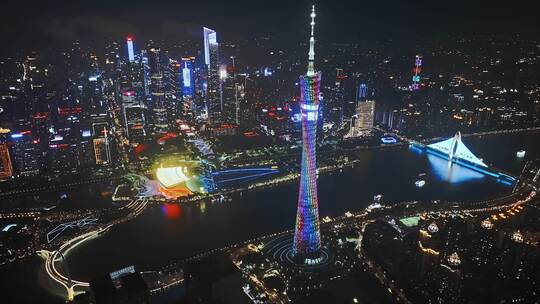 实拍广州繁华夜景4k