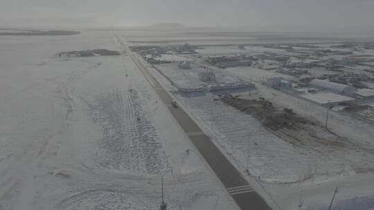 冬天呼伦贝尔大草原御3跟车航拍4k60p视频素材模板下载