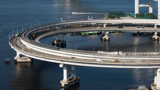 大桥航拍车流城市交通