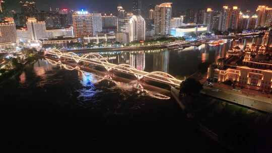 福州台江区解放大桥航拍夜晚夜景车流交通江