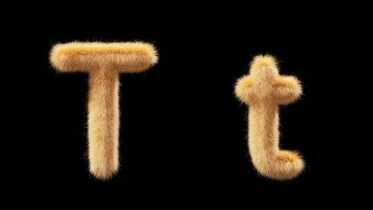 大写和小写Chick羊毛字母T的3D动画