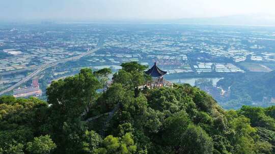 佛山南海西樵山鸡冠峰览江亭航拍