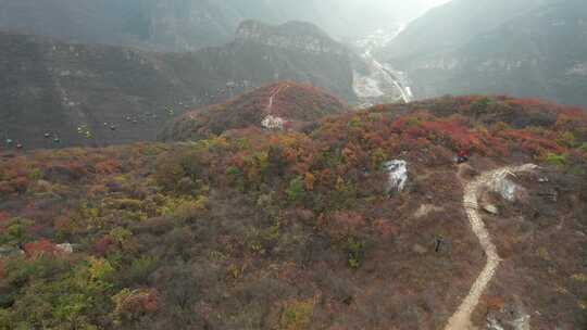 航拍秋季山林红叶景观