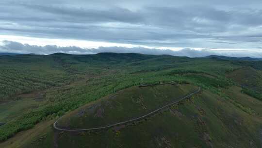 航拍森林大兴安岭秋季风景湿地风光