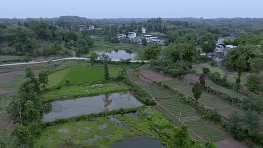 高清航拍乡村农田农村山水风光自然风景