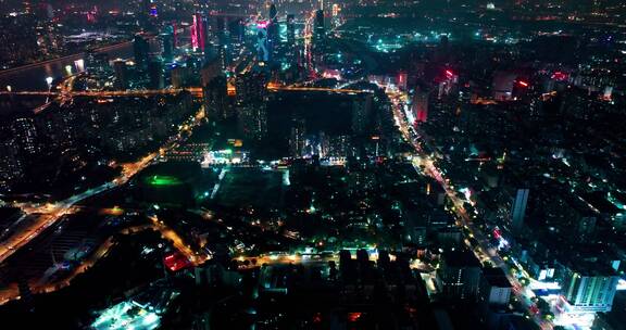 广州海珠区都市夜景航拍建筑群2022最新