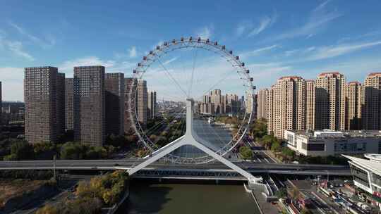 天津之眼摩天轮海河城市建筑风光