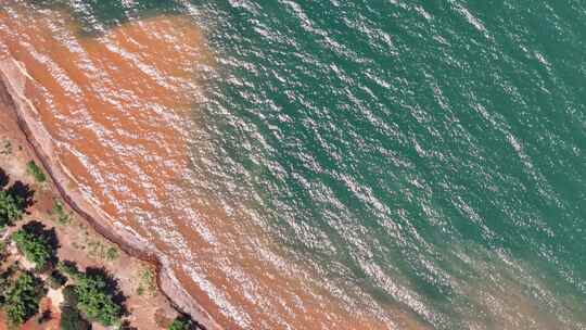 云南抚仙湖航拍湖水湖面