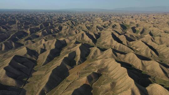 甘肃兰州黄土高原土丘地貌航拍风光