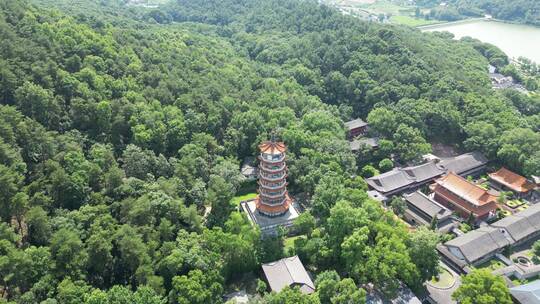 旅游景区夹山灵泉舍利塔航拍