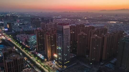 广西贵港农垦大厦夜景航拍延时