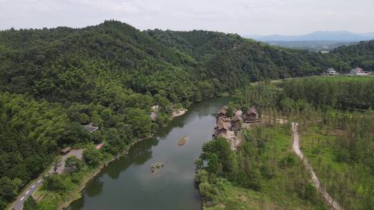 航拍祖国大海河山青山绿水桃花源秦溪