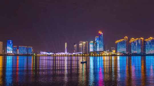 湖南长沙北辰三角洲夜景延时