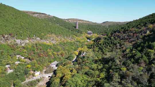 城市风光枣庄青檀寺2023秋季航拍宣传片段