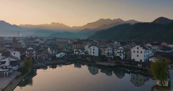 浙江杭州桐庐县江南古村落深澳古村航拍