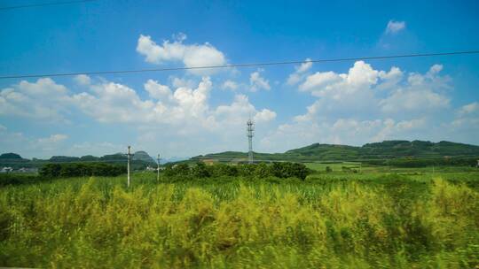 动车高铁火车窗外风景