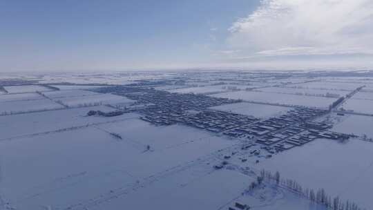 4k新疆北国风光雪景城镇自然多素材航拍