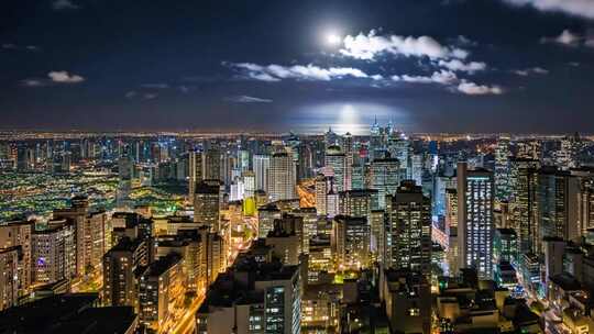 中秋节 月亮 城市 家人  城市夜晚 城市月亮