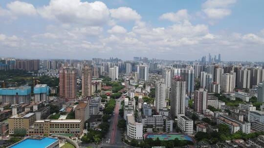 贵州贵阳城市蓝天白云天际线航拍