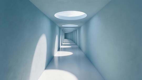 蓝色极简风格光影隧道