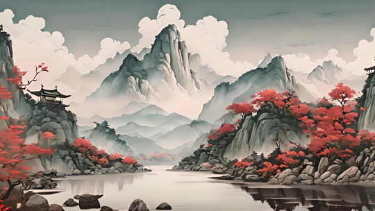 简约意境中国风山水画背景