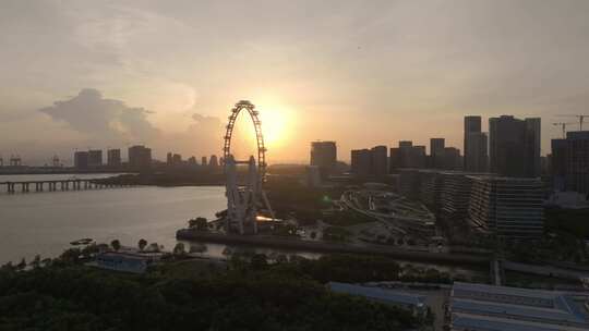 深圳宝安前海地区欢乐港湾帆船航拍4k