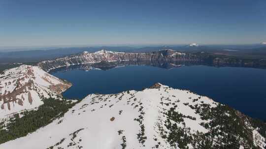 湖，火山口，雪，水