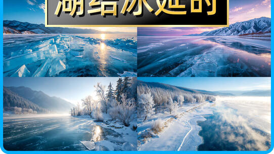 高原湖泊结冰延时摄影冰封高清在线视频素材下载