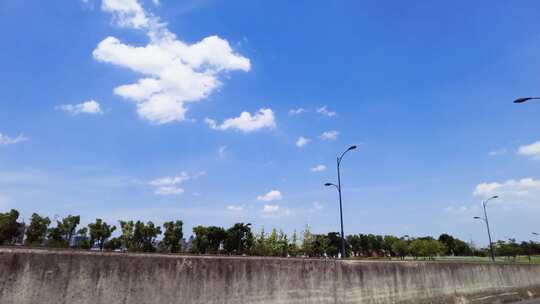 城市马路公路蓝天白云风景视频素材空镜头