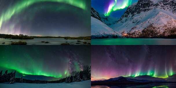 雪山冰川极光夜空梦幻秘境延时