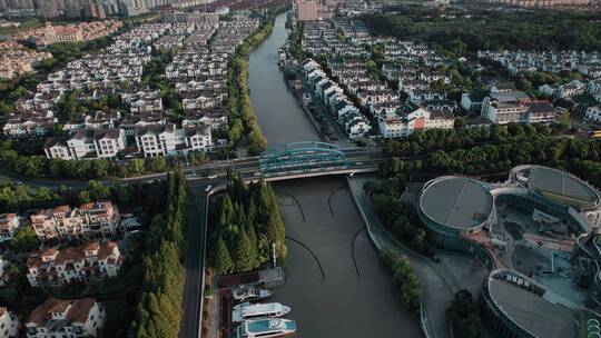 中国浙江旅游视频湖州市太湖边河道房屋