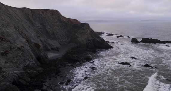 博德加湾，悬崖，海洋，海浪