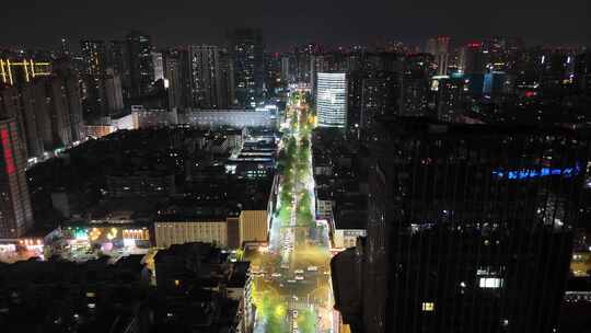 四川成都城市夜景灯光航拍