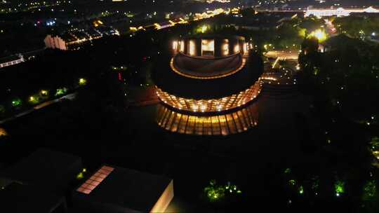 航拍城市夜景灯光璀璨的繁华景象乌镇夜景