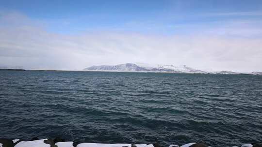 冰岛海洋 远处的雪山