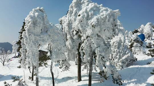 冬季杭州临安百丈岭雪景风光4K航拍