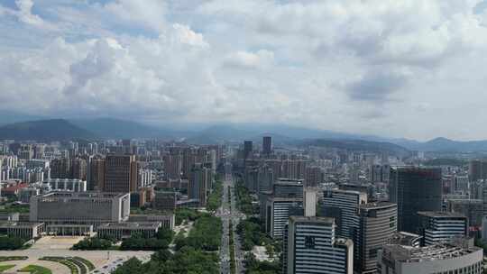 航拍福建龙岩市政府人民广场