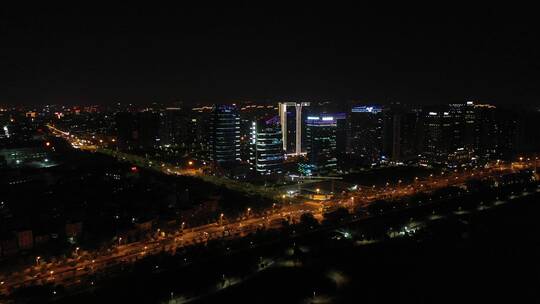 泉州晋江夜景航拍东海泰禾广场城市江滨夜景