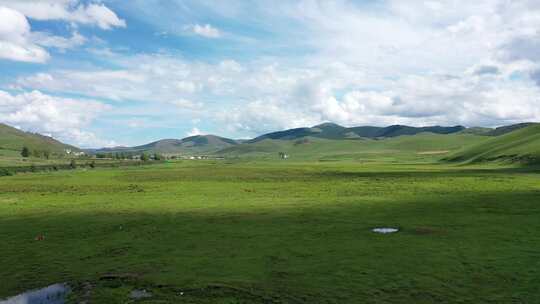 航拍丰宁坝上草原大汗行宫景区 草原风景