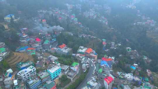 大吉岭景观茶园和巴塔西亚环路大吉岭鸟瞰和