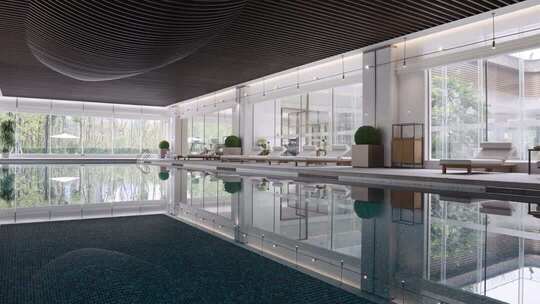 现代室内泳池场景素材