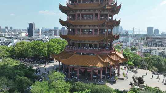 黄鹤楼航拍武汉地标城市景观建筑风光风景