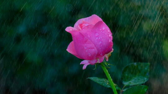 雨中的玫瑰花 月季花 鲜花 花朵视频素材模板下载