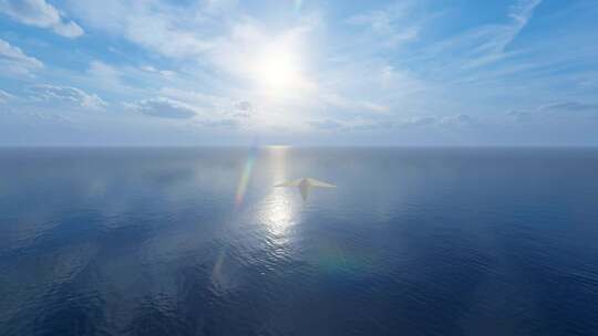 纸飞机飞过海面纸飞机