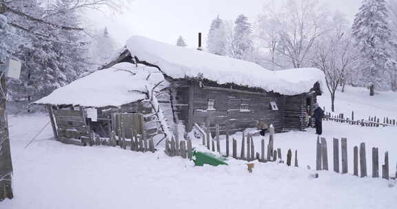 长白山雪岭木屋