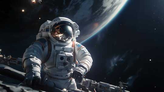 科幻感太空人探索宇宙片头视频素材模板下载