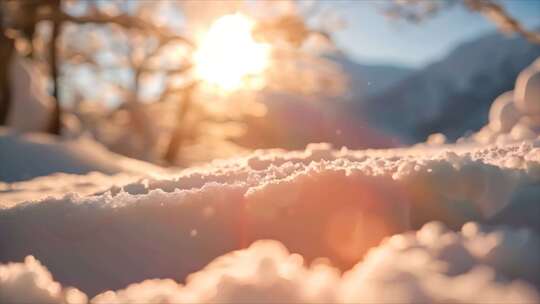 冬天雪花雪景下雪天冰晶雪花特写空镜头唯美