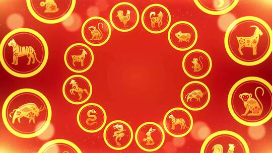 4K十二生肖动画背景视频