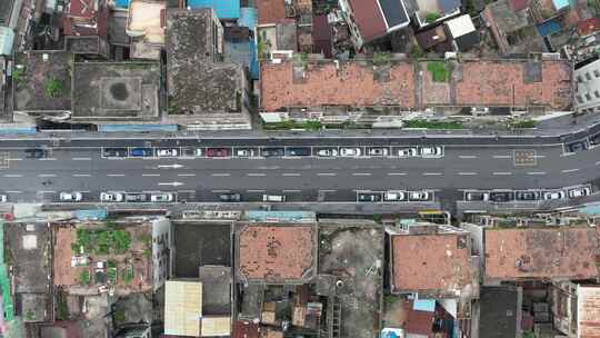 城市老城区街道道路交通航拍